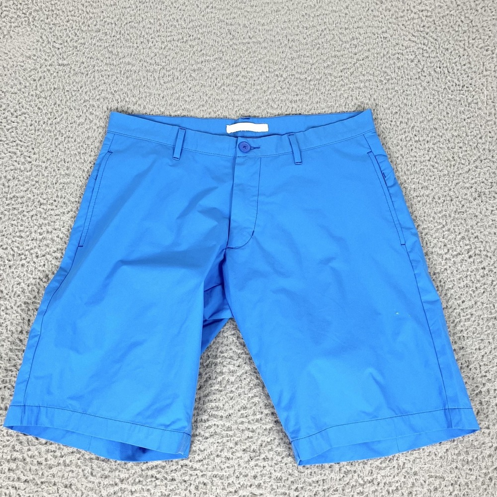 Robert Graham Shorts Mens 32 Blue 10" Microfiber Chino Classic Fit Casual Summer